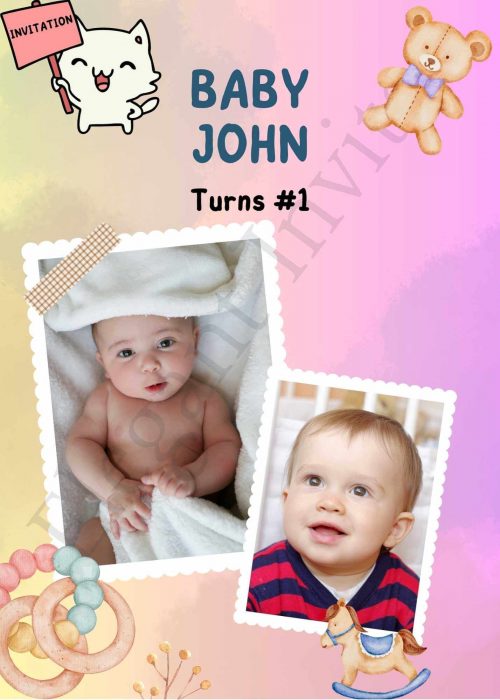 Cute Animals Theme Kids Birthday Invitation