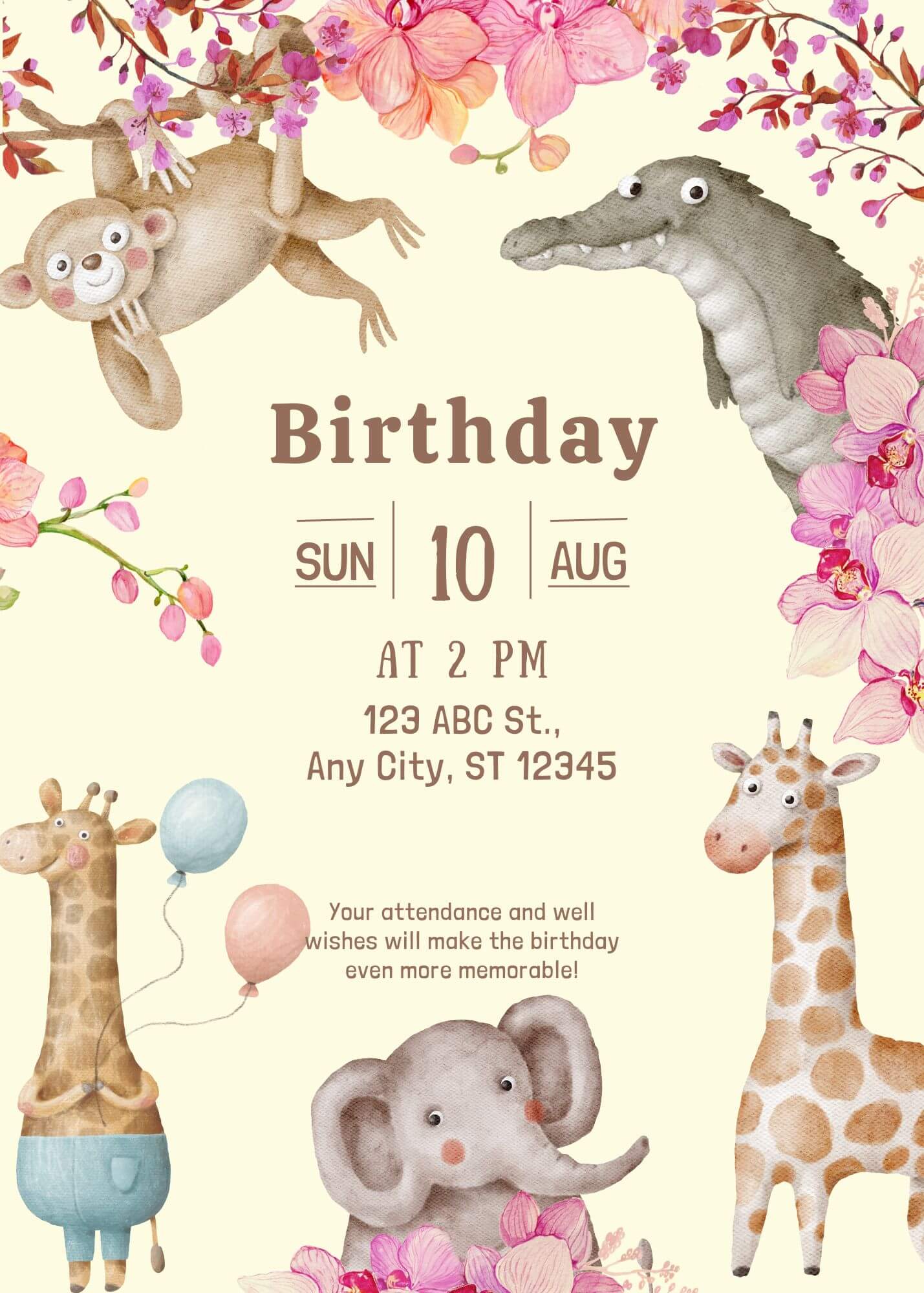 Cute Animals Birthday Invitation