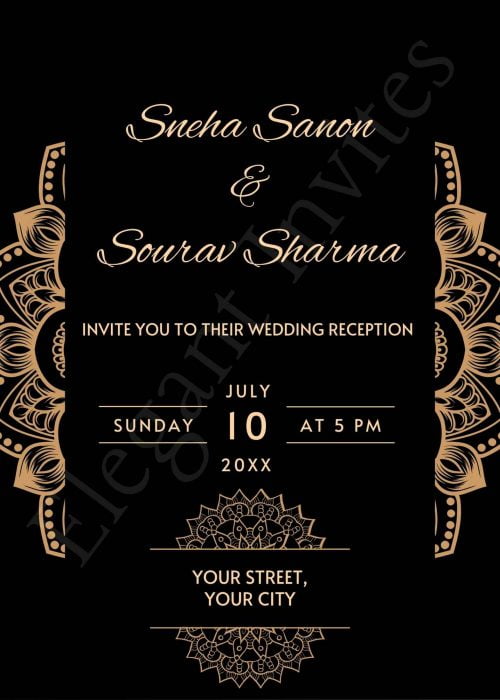 Luxury Wedding Reception Invitation Card