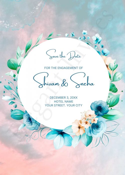 Simple Flowers Engagement Invitation