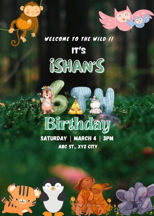 Jungle Theme Kids' Birthday Card