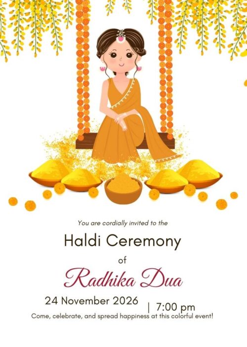Artistic Haldi Invitation Card