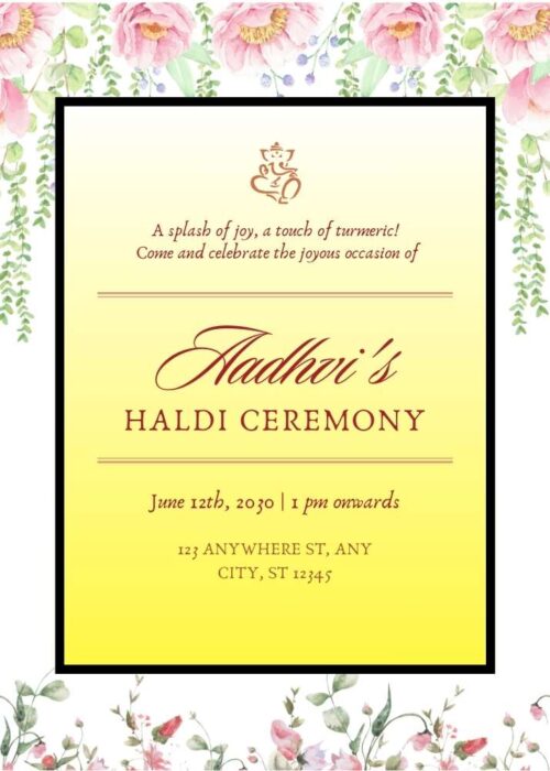 Vibrant Haldi Invitation