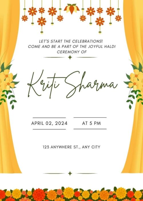 Beautiful Haldi Invitation Card