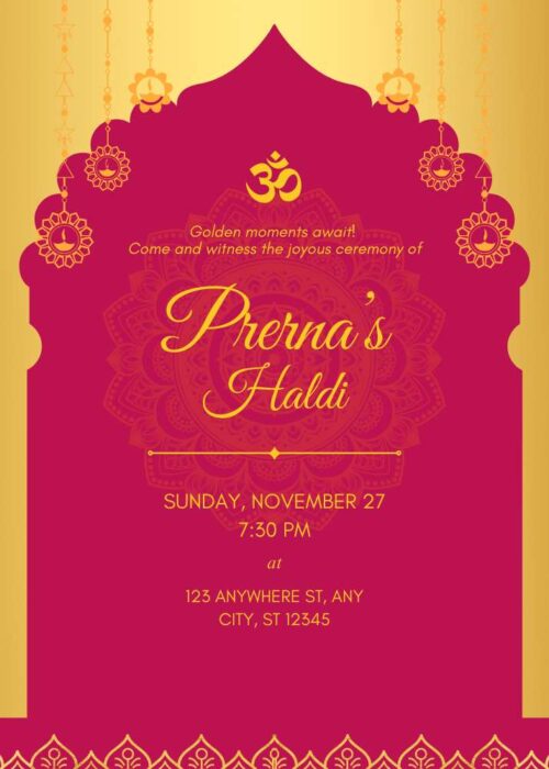 Radiant Haldi Invitation Card
